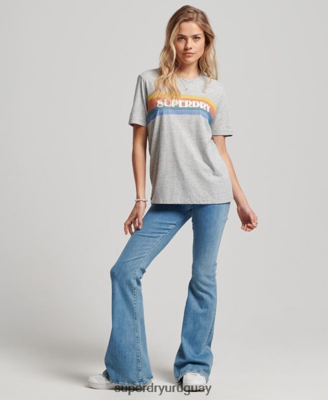 uy Superdry mujer camiseta vintage al aire libre gris DT2N8Z2663 ropa
