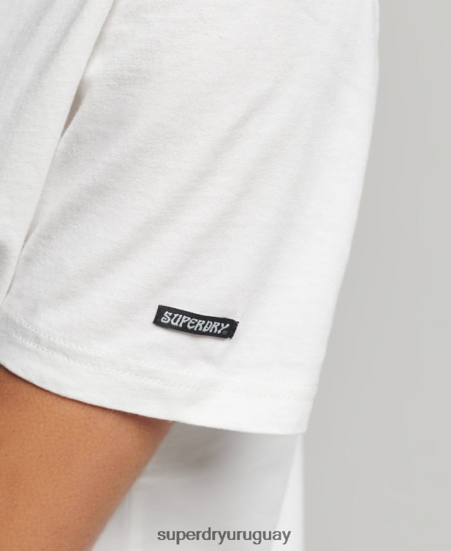 uy Superdry mujer camiseta vintage con lineas cruzadas crema DT2N8Z2812 ropa