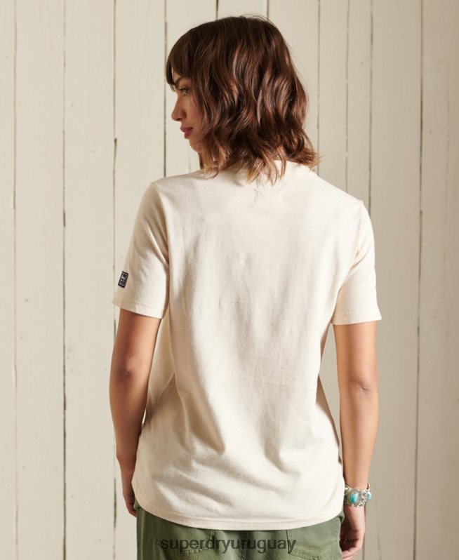 uy Superdry mujer camiseta vintage con logo y arcoíris crema DT2N8Z2822 ropa