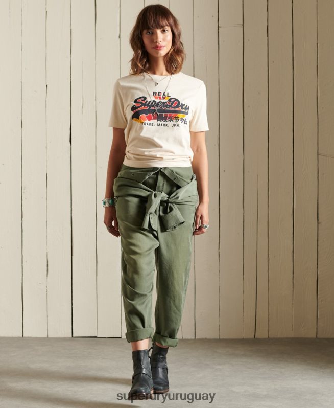 uy Superdry mujer camiseta vintage con logo y arcoíris crema DT2N8Z2822 ropa