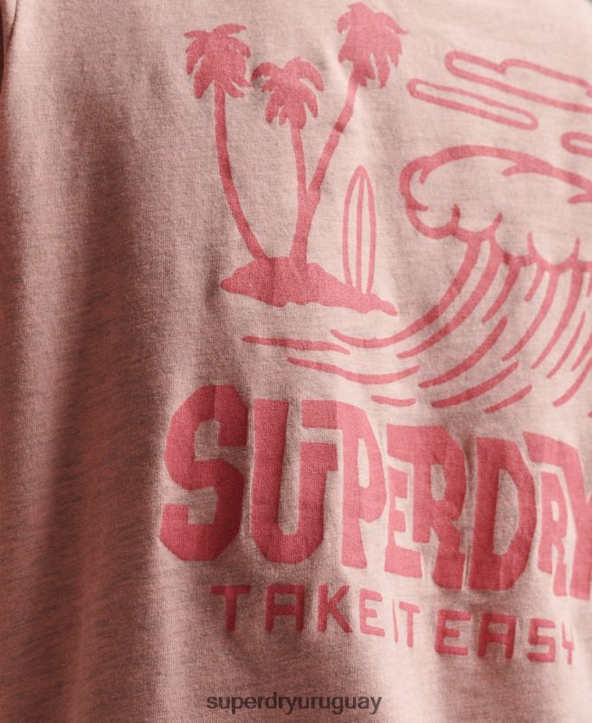 uy Superdry mujer camiseta vintage con pegatina de viaje rosa DT2N8Z2840 ropa