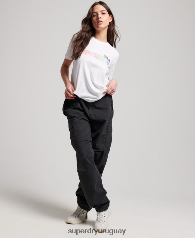 uy Superdry mujer camiseta vintage retro arcoíris blanco DT2N8Z2662 ropa