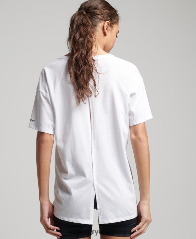 uy Superdry mujer correr camiseta de manga corta blanco DT2N8Z6317 ropa