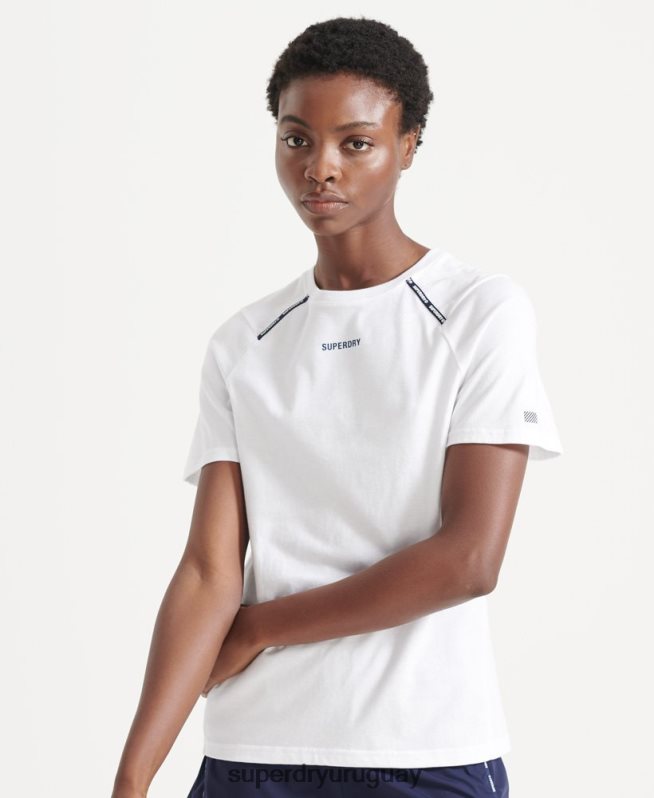 uy Superdry mujer correr camiseta de manga corta blanco DT2N8Z6344 ropa