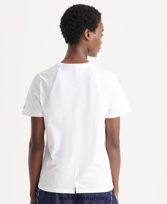 uy Superdry mujer correr camiseta de manga corta blanco DT2N8Z6344 ropa