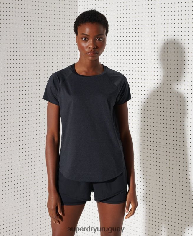 uy Superdry mujer corriendo libre camiseta negro DT2N8Z6357 ropa