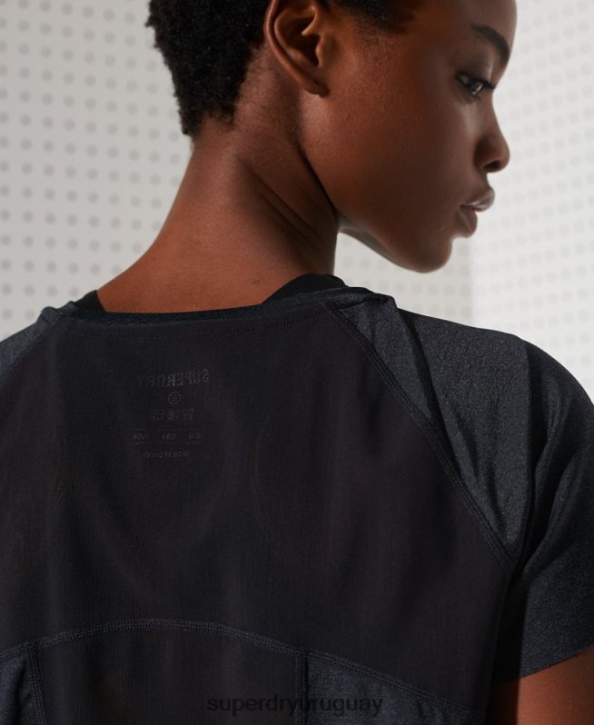 uy Superdry mujer corriendo libre camiseta negro DT2N8Z6357 ropa