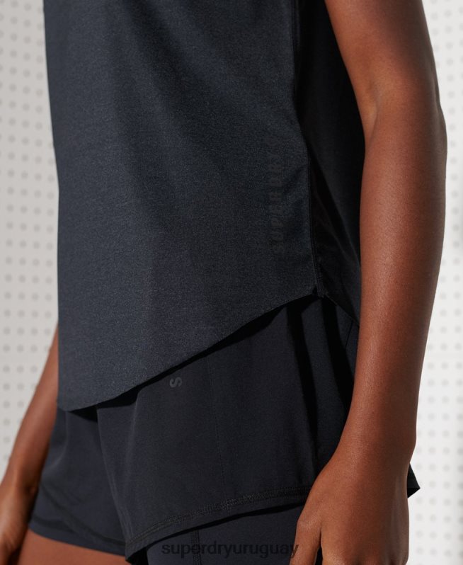 uy Superdry mujer corriendo libre camiseta negro DT2N8Z6357 ropa