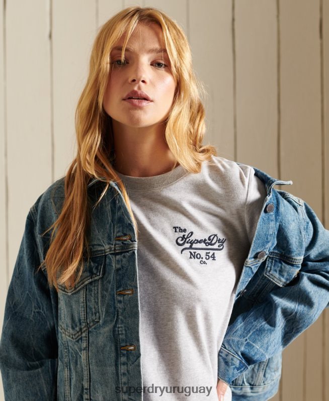 uy Superdry mujer orgullo en la camiseta artesanal gris claro DT2N8Z6243 ropa