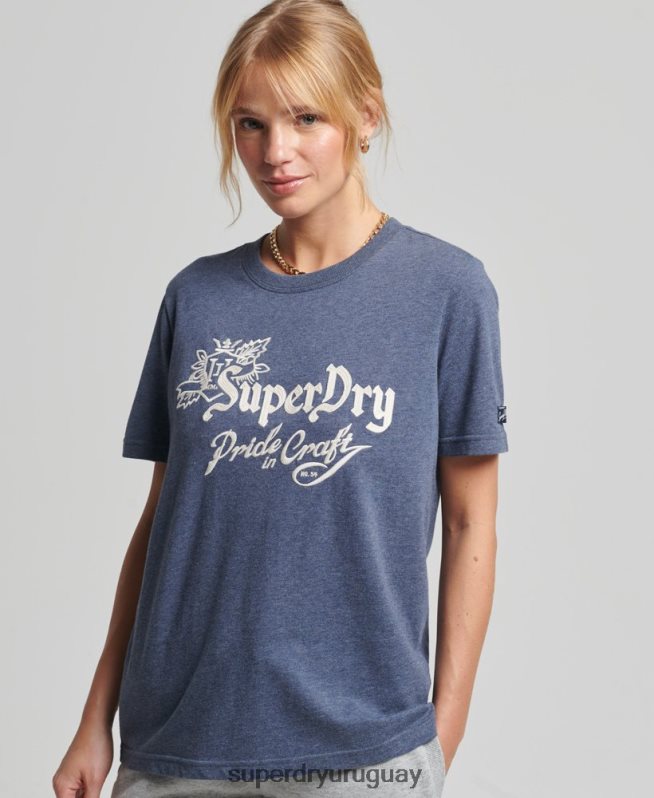 uy Superdry mujer orgullo vintage en camiseta artesanal Armada DT2N8Z2752 ropa