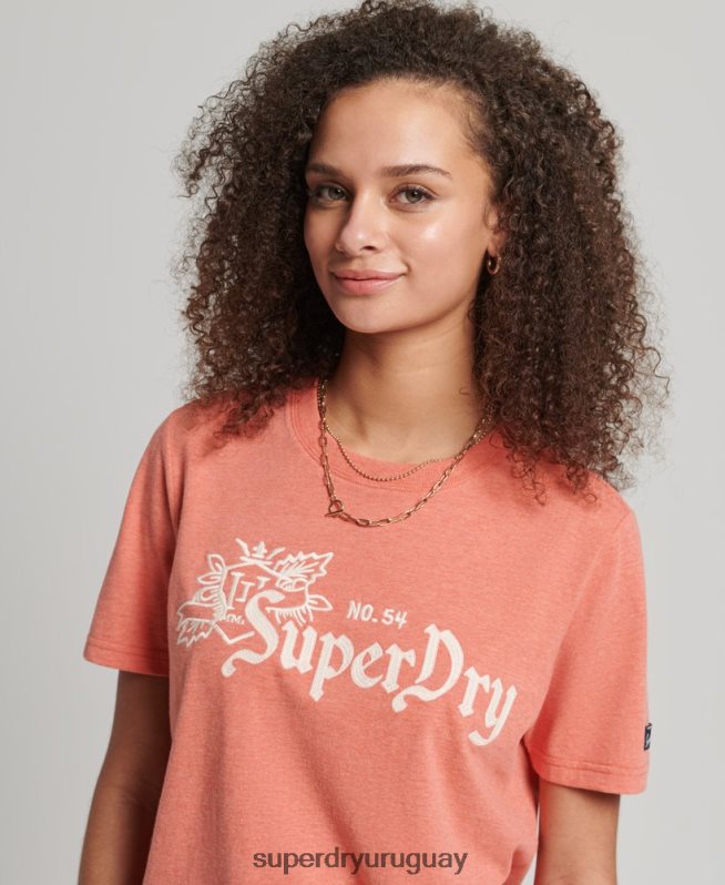 uy Superdry mujer orgullo vintage en camiseta artesanal coral DT2N8Z2725 ropa