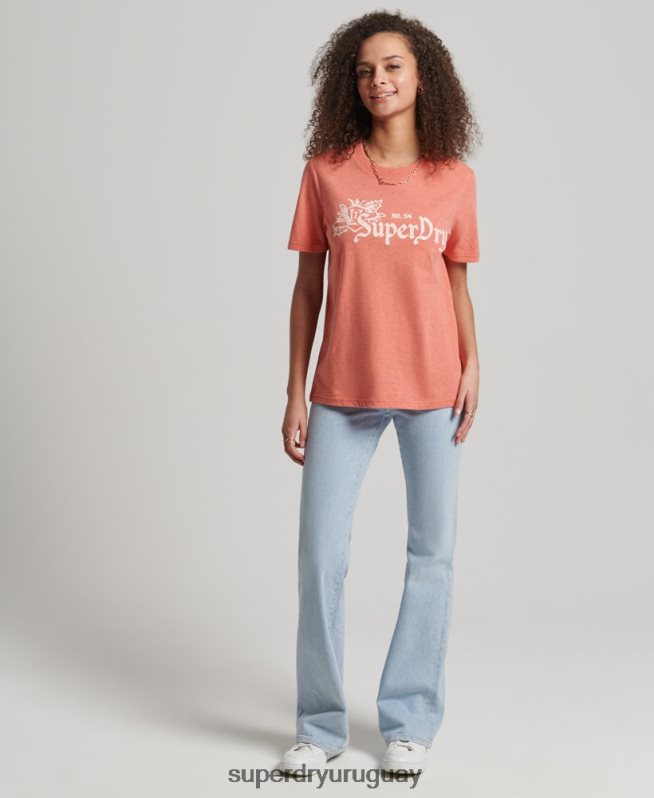 uy Superdry mujer orgullo vintage en camiseta artesanal coral DT2N8Z2725 ropa