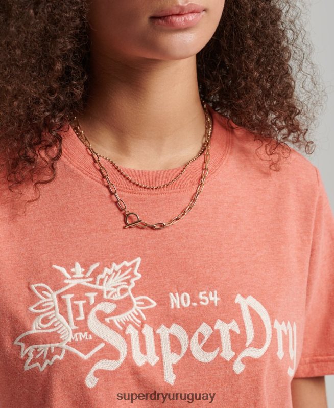 uy Superdry mujer orgullo vintage en camiseta artesanal coral DT2N8Z2725 ropa
