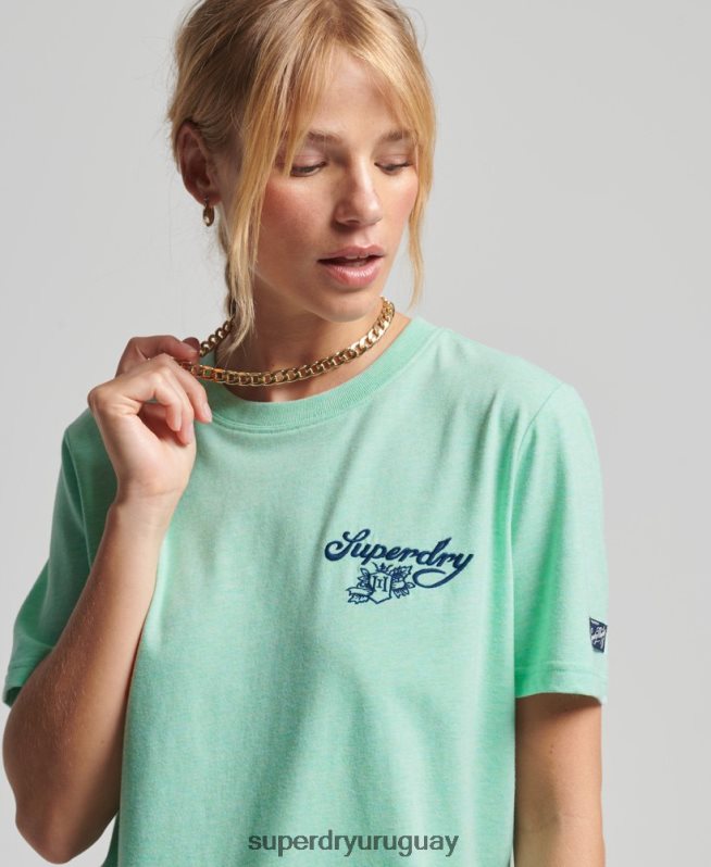 uy Superdry mujer orgullo vintage en camiseta artesanal verde DT2N8Z2758 ropa