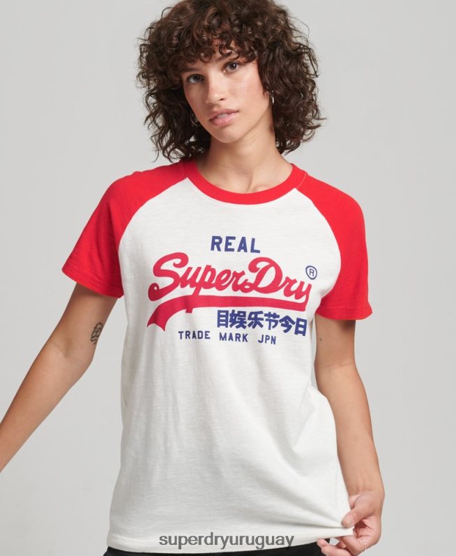 uy Superdry mujer playera Heritage con logo vintage blanco DT2N8Z2837 ropa