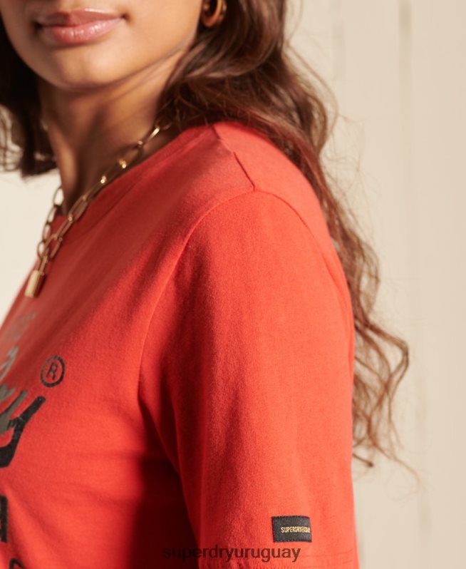 uy Superdry mujer playera a tono con logo vintage rojo DT2N8Z2819 ropa