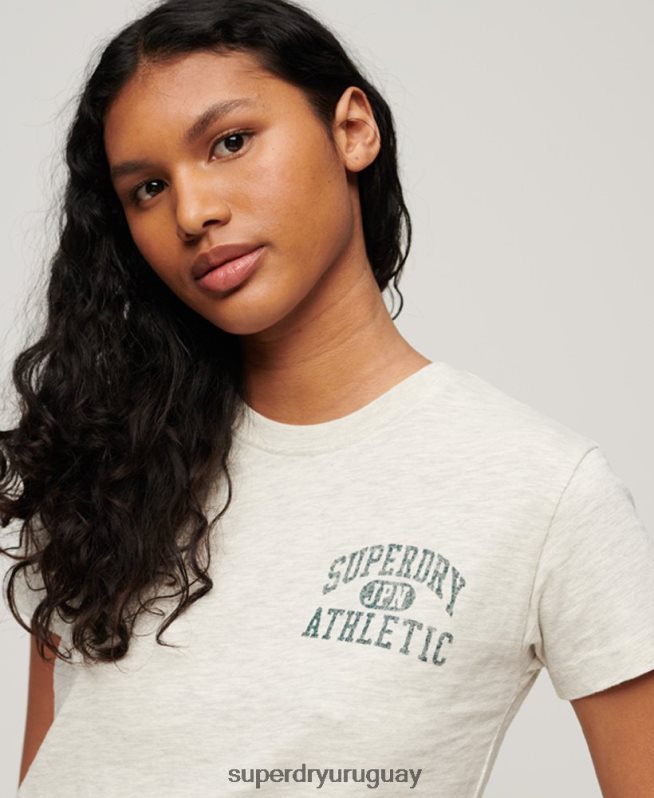 uy Superdry mujer playera atlética esencial flameada de los años 90 beige DT2N8Z2629 ropa