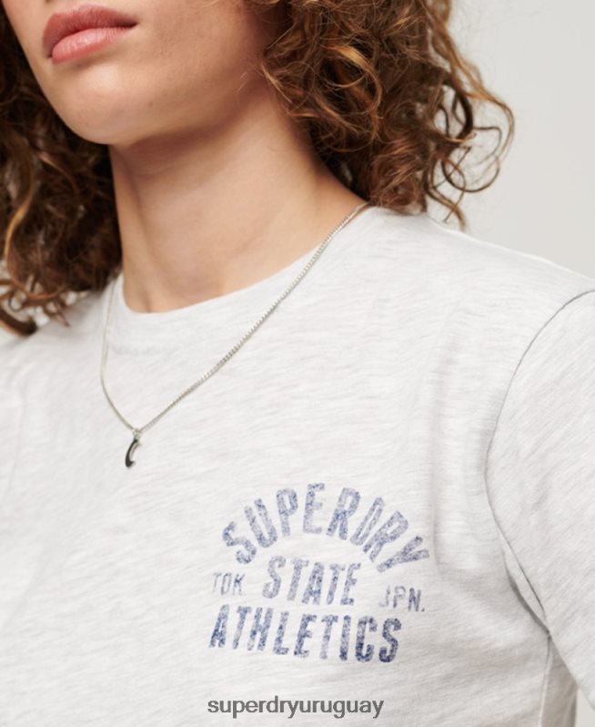 uy Superdry mujer playera atlética esencial flameada de los años 90 gris DT2N8Z2063 ropa