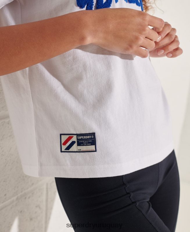 uy Superdry mujer playera boxy con arco universitario blanco DT2N8Z6296 ropa