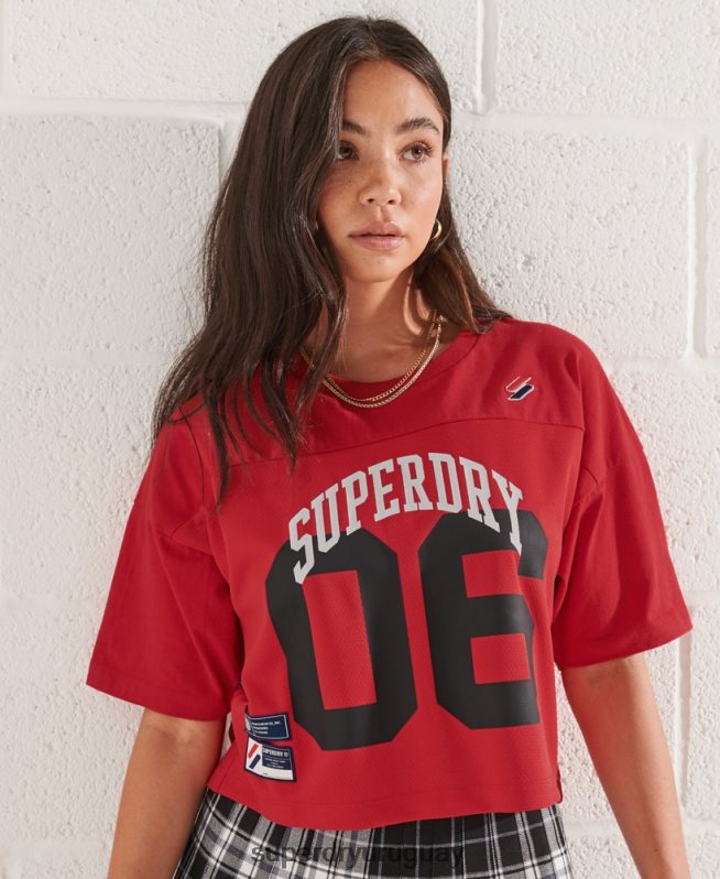 uy Superdry mujer playera boxy con arco universitario rojo DT2N8Z2814 ropa