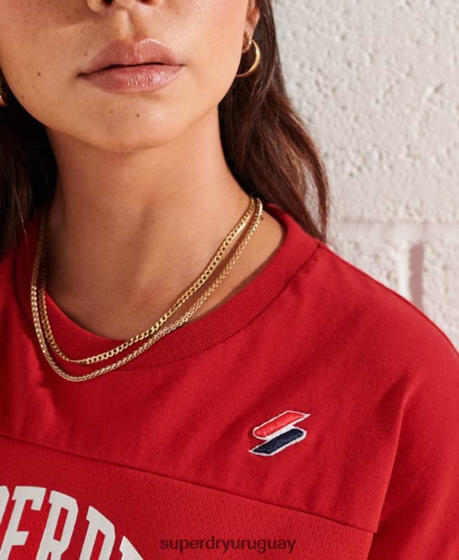 uy Superdry mujer playera boxy con arco universitario rojo DT2N8Z2814 ropa