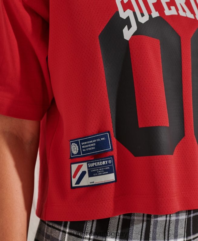 uy Superdry mujer playera boxy con arco universitario rojo DT2N8Z2814 ropa