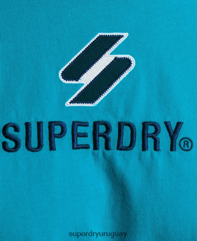 uy Superdry mujer playera boxy con código apilado azul DT2N8Z2702 ropa