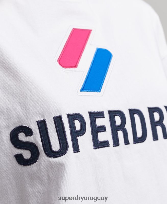 uy Superdry mujer playera boxy con código apilado blanco DT2N8Z2737 ropa