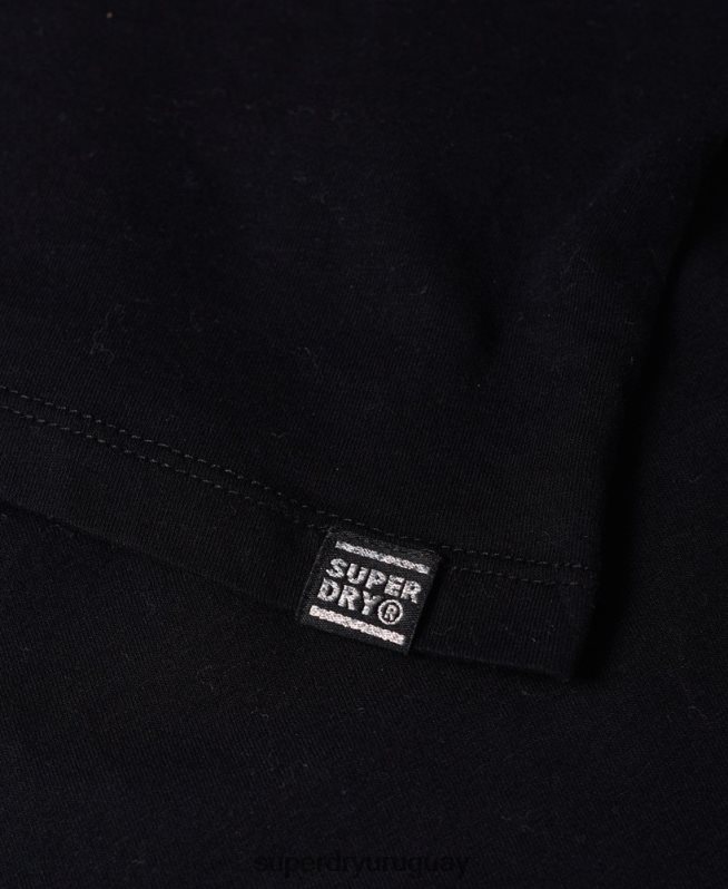 uy Superdry mujer playera boxy con logo vintage en la manga negro DT2N8Z2866 ropa
