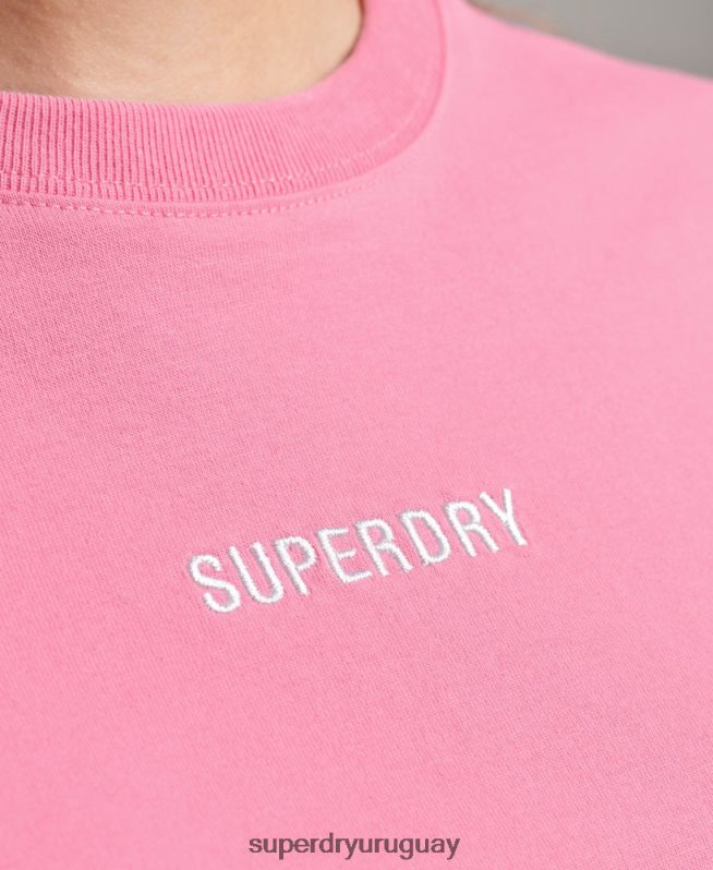 uy Superdry mujer playera boxy con micro logo bordado rosa DT2N8Z6227 ropa