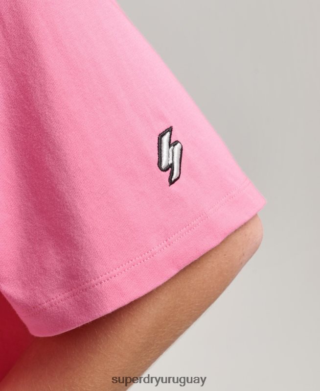 uy Superdry mujer playera boxy con micro logo bordado rosa DT2N8Z6227 ropa