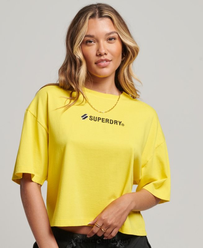 uy Superdry mujer playera boxy extragrande con logo deportivo amarillo DT2N8Z2753 ropa
