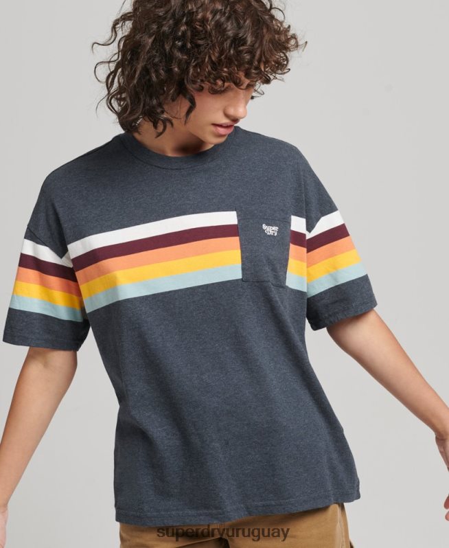 uy Superdry mujer playera boxy vintage con rayas cali Armada DT2N8Z2807 ropa