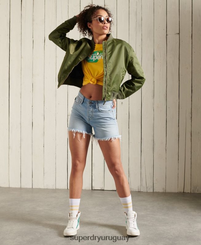 uy Superdry mujer playera cali con logo central amarillo DT2N8Z6263 ropa