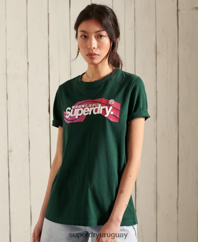 uy Superdry mujer playera cali con logo central turquesa DT2N8Z6253 ropa
