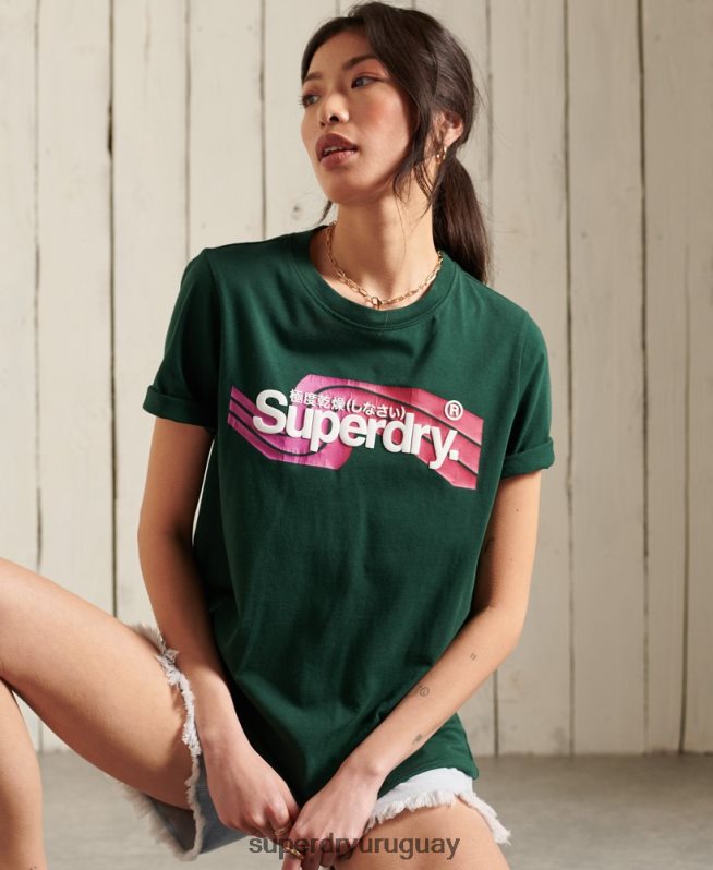 uy Superdry mujer playera cali con logo central turquesa DT2N8Z6253 ropa