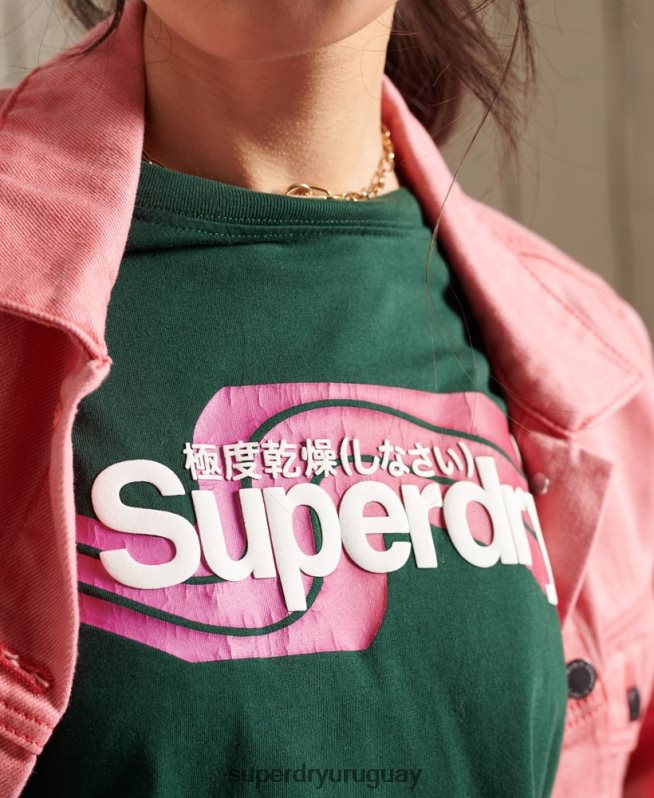 uy Superdry mujer playera cali con logo central turquesa DT2N8Z6253 ropa