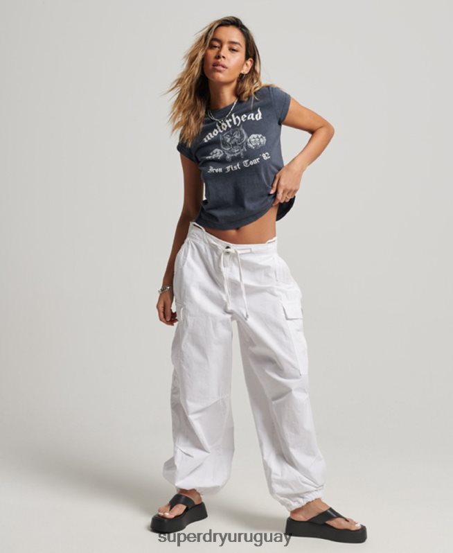 uy Superdry mujer playera con banda de manga casquillo de motorhead negro DT2N8Z2620 ropa