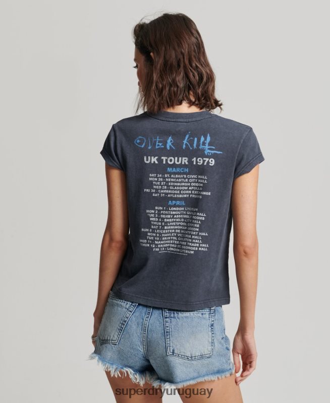 uy Superdry mujer playera con banda de manga casquillo de motorhead negro DT2N8Z2642 ropa