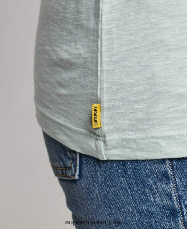 uy Superdry mujer playera con cuello en V y bolsillo de algodón orgánico verde DT2N8Z6206 ropa