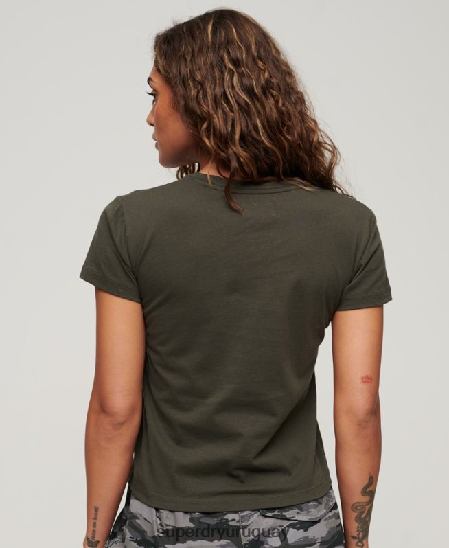 uy Superdry mujer playera con estampado de tatuaje de los años 90 verde DT2N8Z2627 ropa