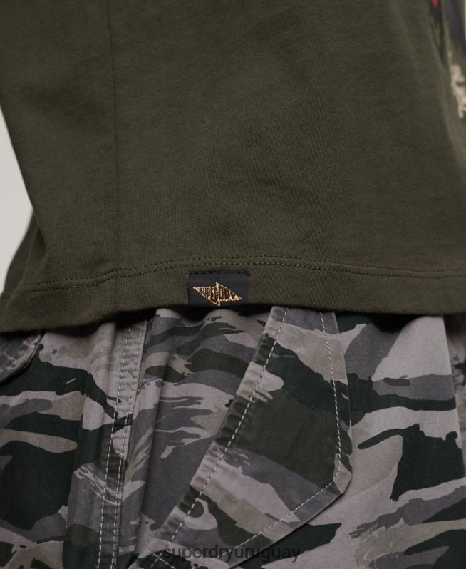 uy Superdry mujer playera con estampado de tatuaje de los años 90 verde DT2N8Z2627 ropa