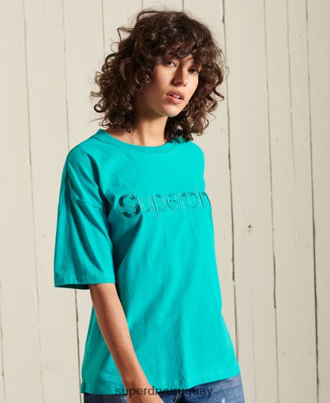 uy Superdry mujer playera con fuente del logo central verde DT2N8Z6303 ropa
