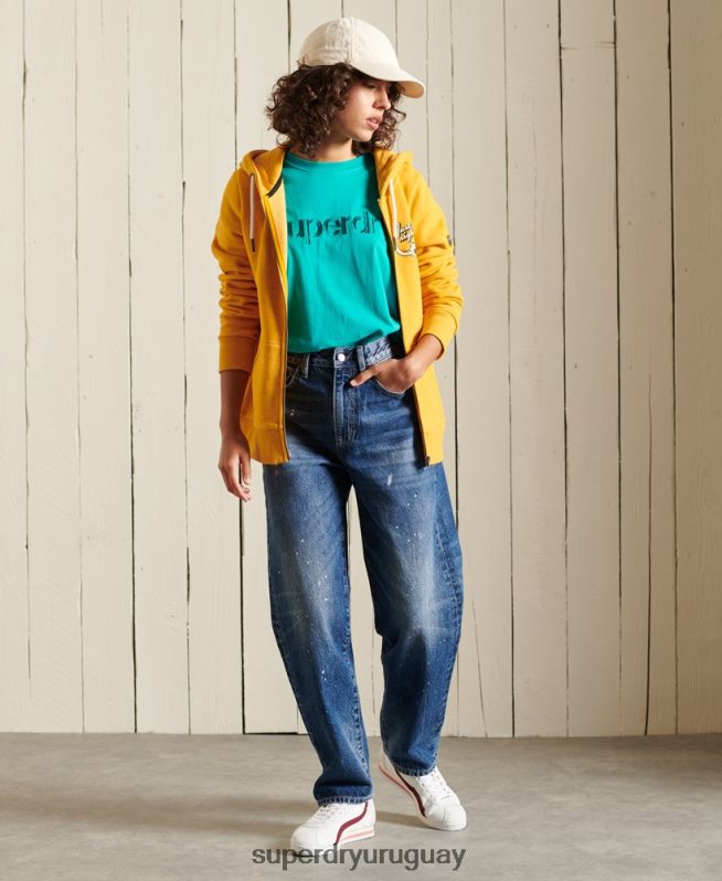 uy Superdry mujer playera con fuente del logo central verde DT2N8Z6303 ropa