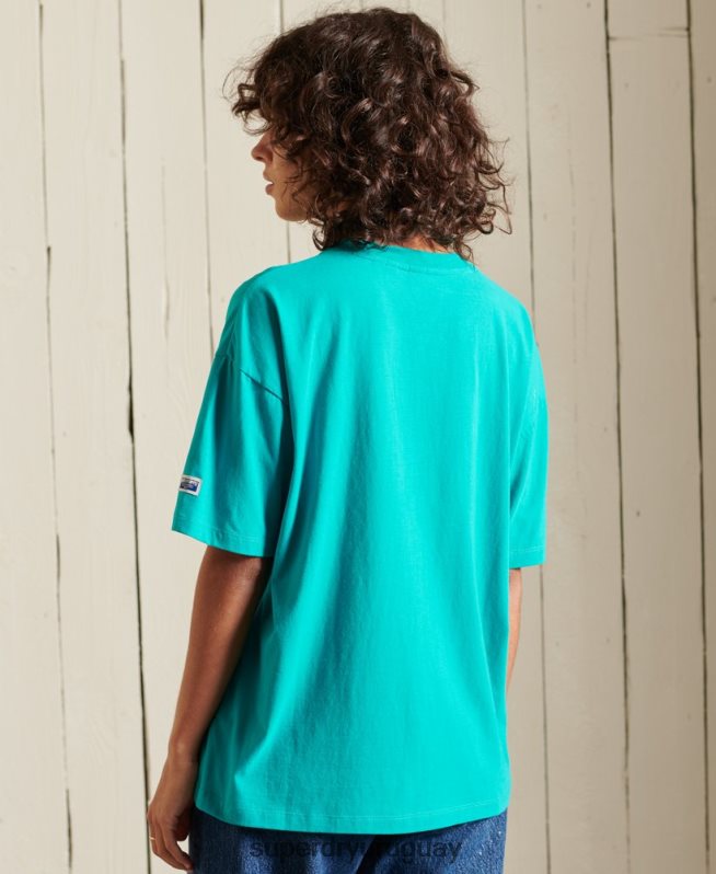 uy Superdry mujer playera con fuente del logo central verde DT2N8Z6303 ropa