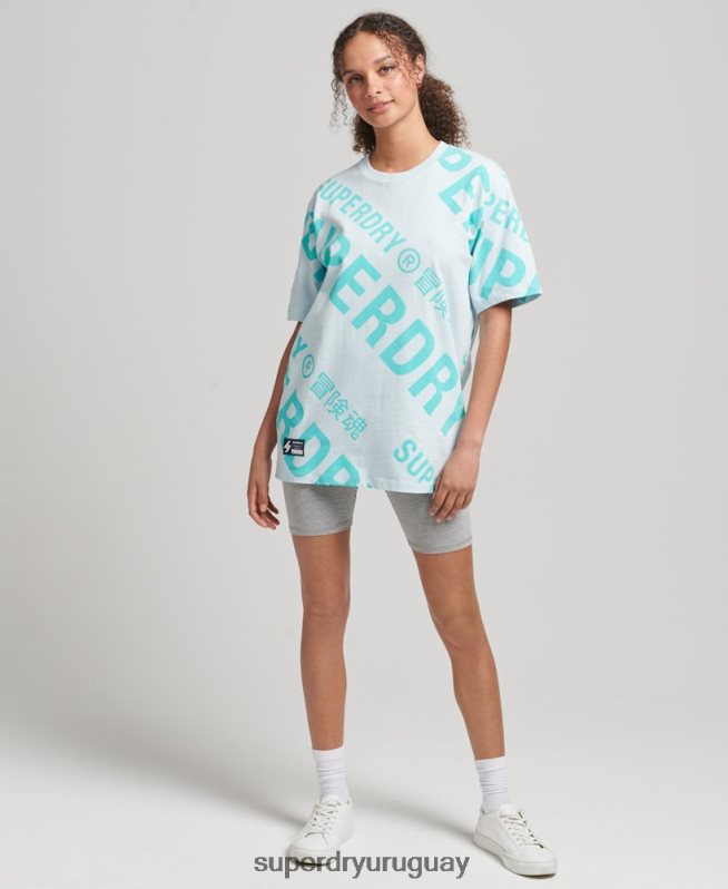 uy Superdry mujer playera con logo Code Core estampado en toda la prenda verde DT2N8Z2835 ropa
