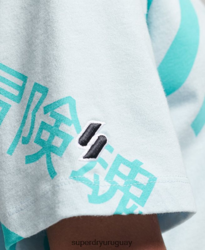 uy Superdry mujer playera con logo Code Core estampado en toda la prenda verde DT2N8Z2835 ropa