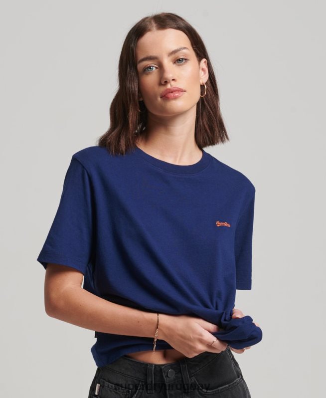 uy Superdry mujer playera con logo bordado azul DT2N8Z2172 ropa