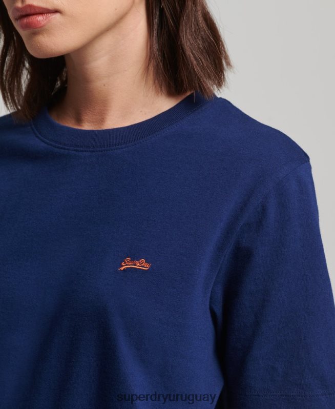 uy Superdry mujer playera con logo bordado azul DT2N8Z2172 ropa