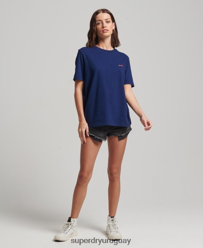uy Superdry mujer playera con logo bordado azul DT2N8Z2172 ropa